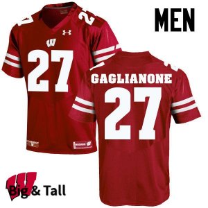 Men's Wisconsin Badgers NCAA #27 Rafael Gaglianone Red Authentic Under Armour Big & Tall Stitched College Football Jersey VE31T37QN